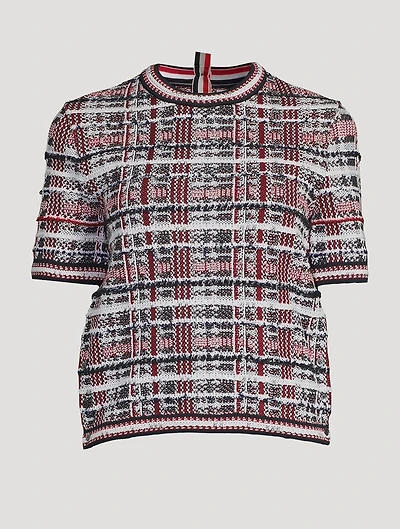 Madras Check Short-Sleeve Sweater