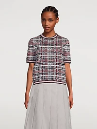 Madras Check Short-Sleeve Sweater