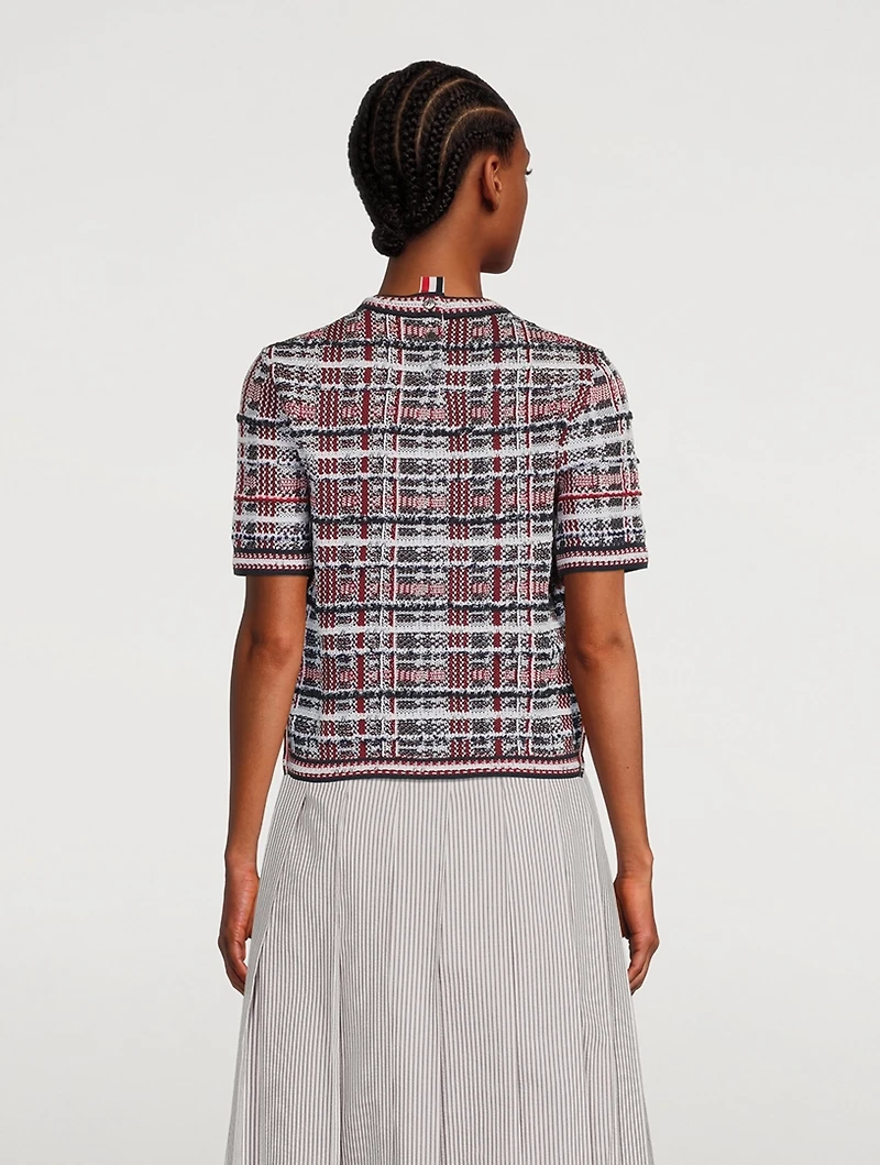 Madras Check Short-Sleeve Sweater