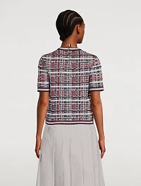 Madras Check Short-Sleeve Sweater