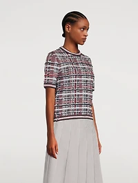 Madras Check Short-Sleeve Sweater