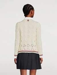 Wool Pointelle Cable-Knit Cardigan