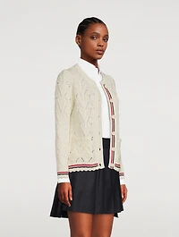 Wool Pointelle Cable-Knit Cardigan