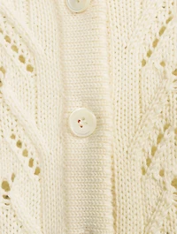 Wool Pointelle Cable-Knit Cardigan