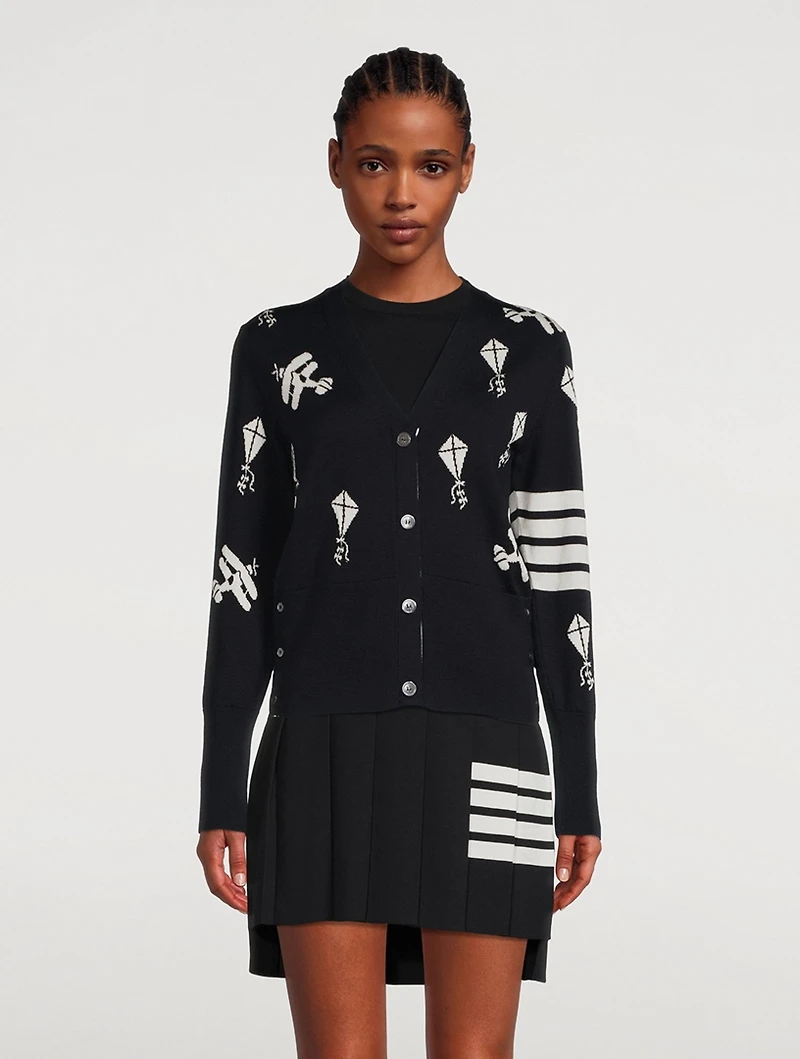 Sky Icon Intarsia Merino Wool Cardigan
