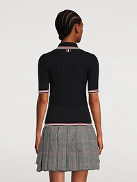 Cable-Knit Polo Shirt With Neck Tie