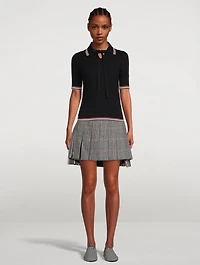 Cable-Knit Polo Shirt With Neck Tie