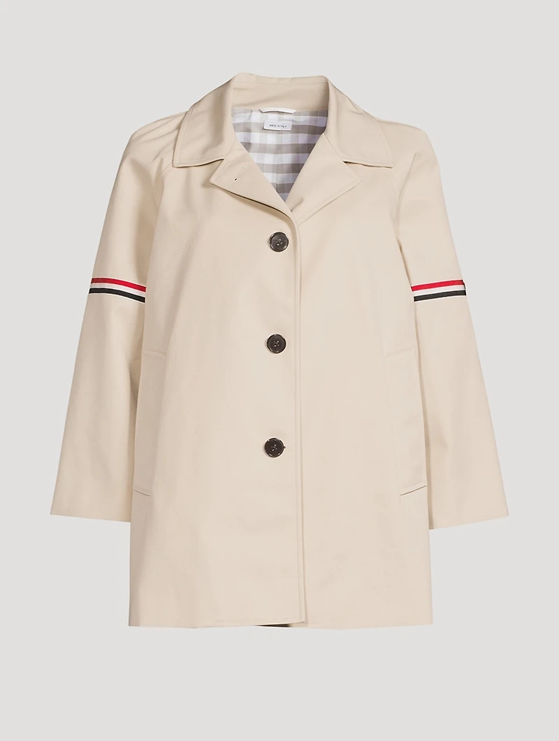 Waterproof Cropped Car Coat With Striped Armband