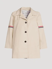 Waterproof Cropped Car Coat With Striped Armband