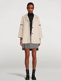 Waterproof Cropped Car Coat With Striped Armband