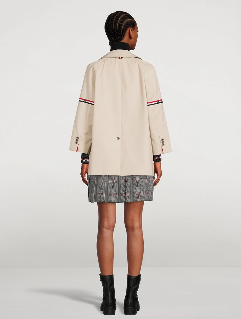 Waterproof Cropped Car Coat With Striped Armband