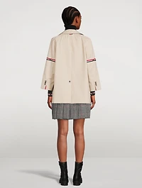 Waterproof Cropped Car Coat With Striped Armband