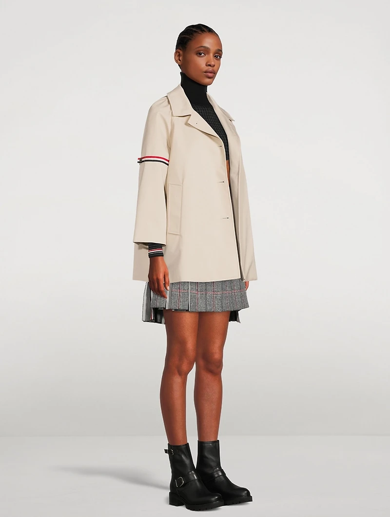 Waterproof Cropped Car Coat With Striped Armband
