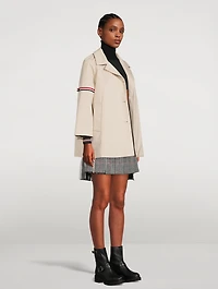 Waterproof Cropped Car Coat With Striped Armband