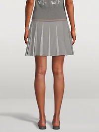 Seersucker Dropped Back Pleated Mini Skirt