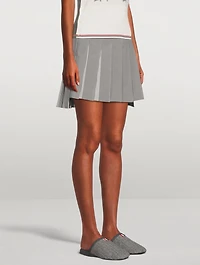 Seersucker Dropped Back Pleated Mini Skirt