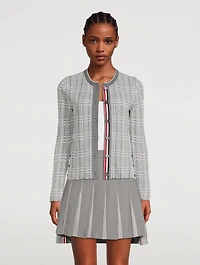 Open Stitch Gingham Check Jacquard Cardigan