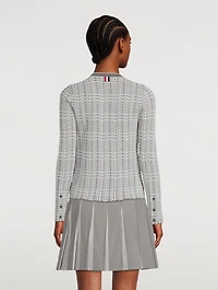 Open Stitch Gingham Check Jacquard Cardigan