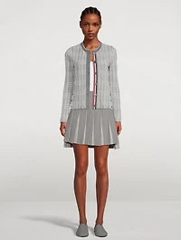 Open Stitch Gingham Check Jacquard Cardigan