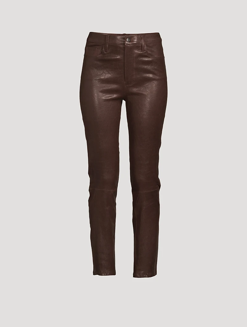 Le Sylvie Straight-Leg Leather Jeans