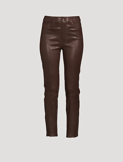 Le Sylvie Straight-Leg Leather Jeans