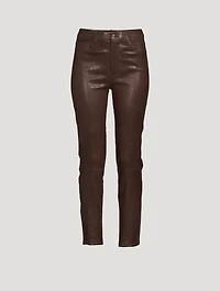 Le Sylvie Straight-Leg Leather Jeans