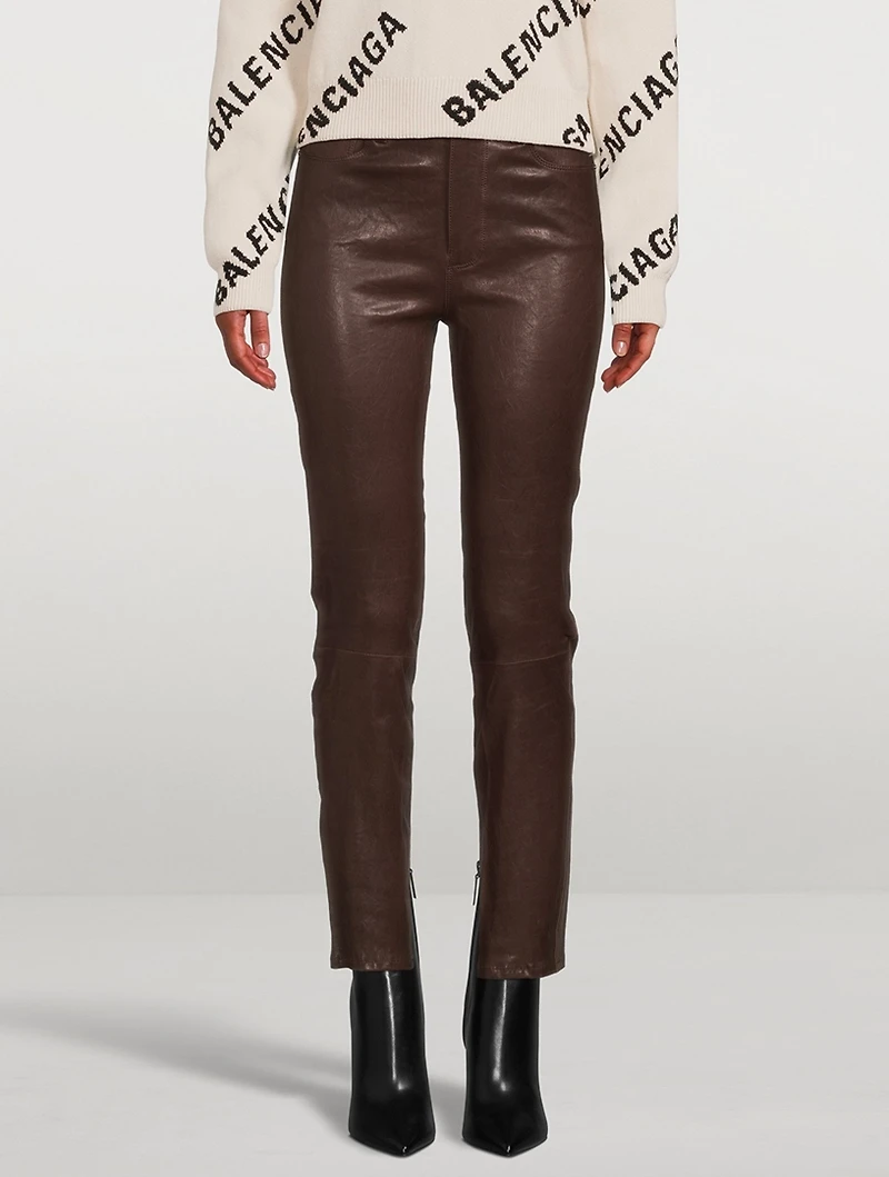Le Sylvie Straight-Leg Leather Jeans