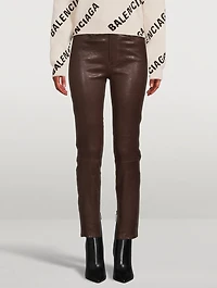 Le Sylvie Straight-Leg Leather Jeans