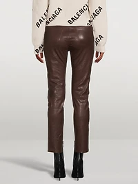 Le Sylvie Straight-Leg Leather Jeans