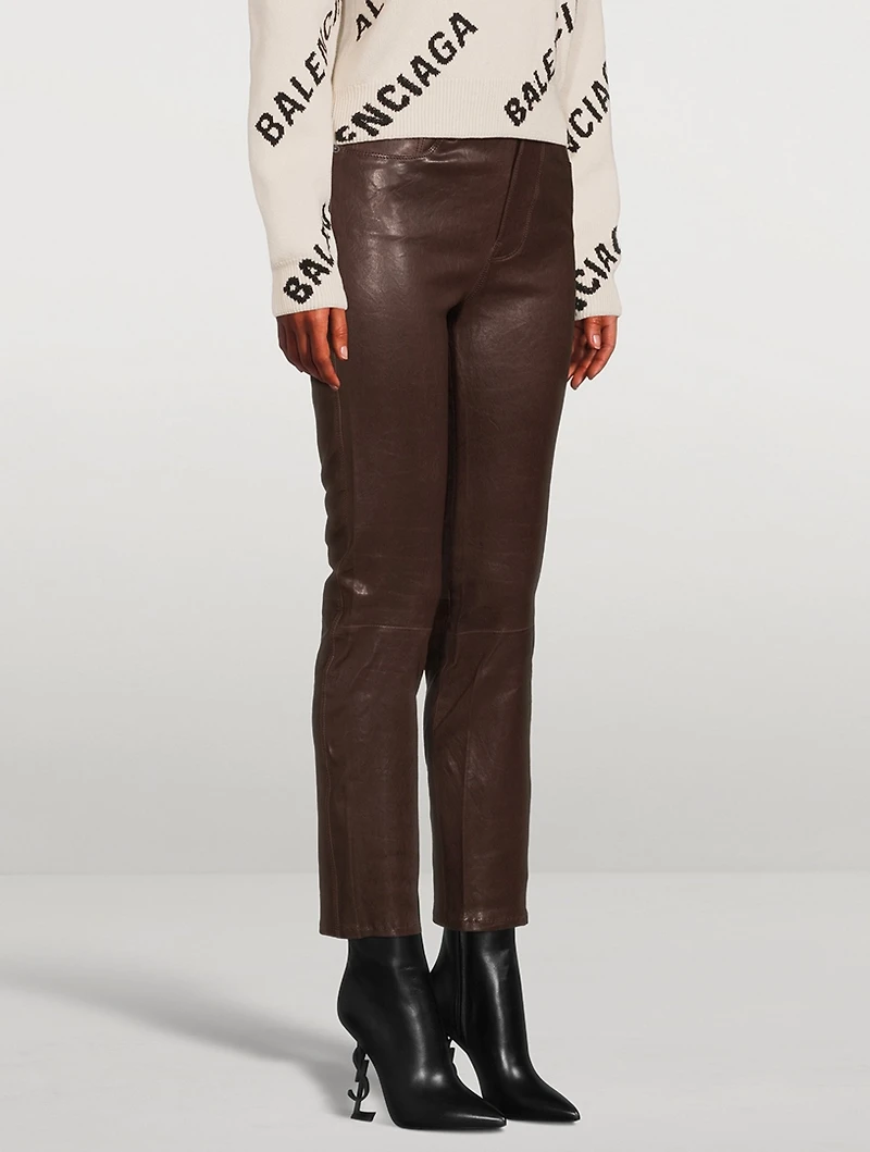 Le Sylvie Straight-Leg Leather Jeans