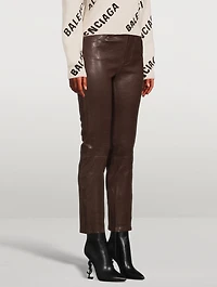 Le Sylvie Straight-Leg Leather Jeans