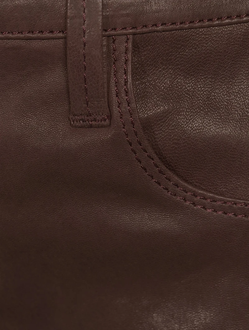 Le Sylvie Straight-Leg Leather Jeans