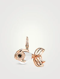 Small Qin Qin 18K Rose Gold Pendant With Diamonds And White Agate