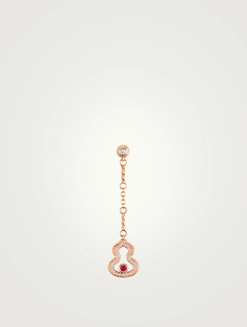 Wulu 18K Rose Gold Earring With Diamonds And Ruby