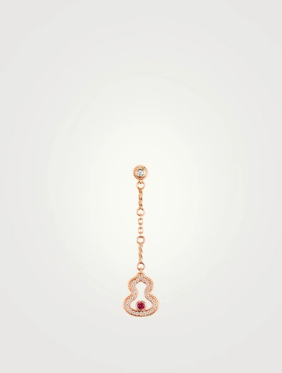 Wulu 18K Rose Gold Earring With Diamonds And Ruby