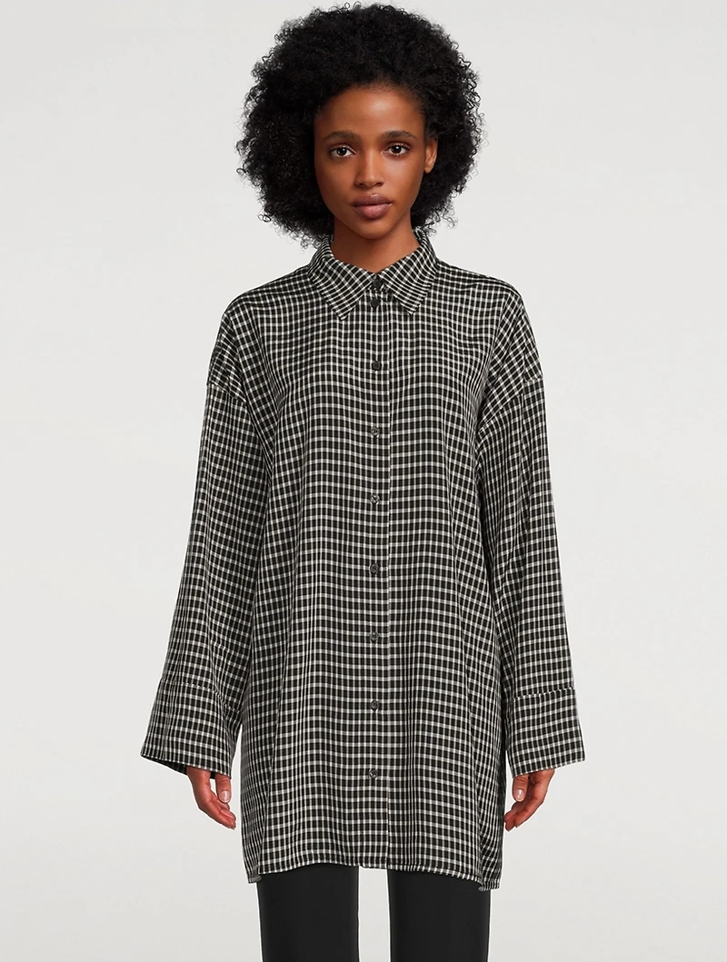 Jimea Long Shirt Grid Print