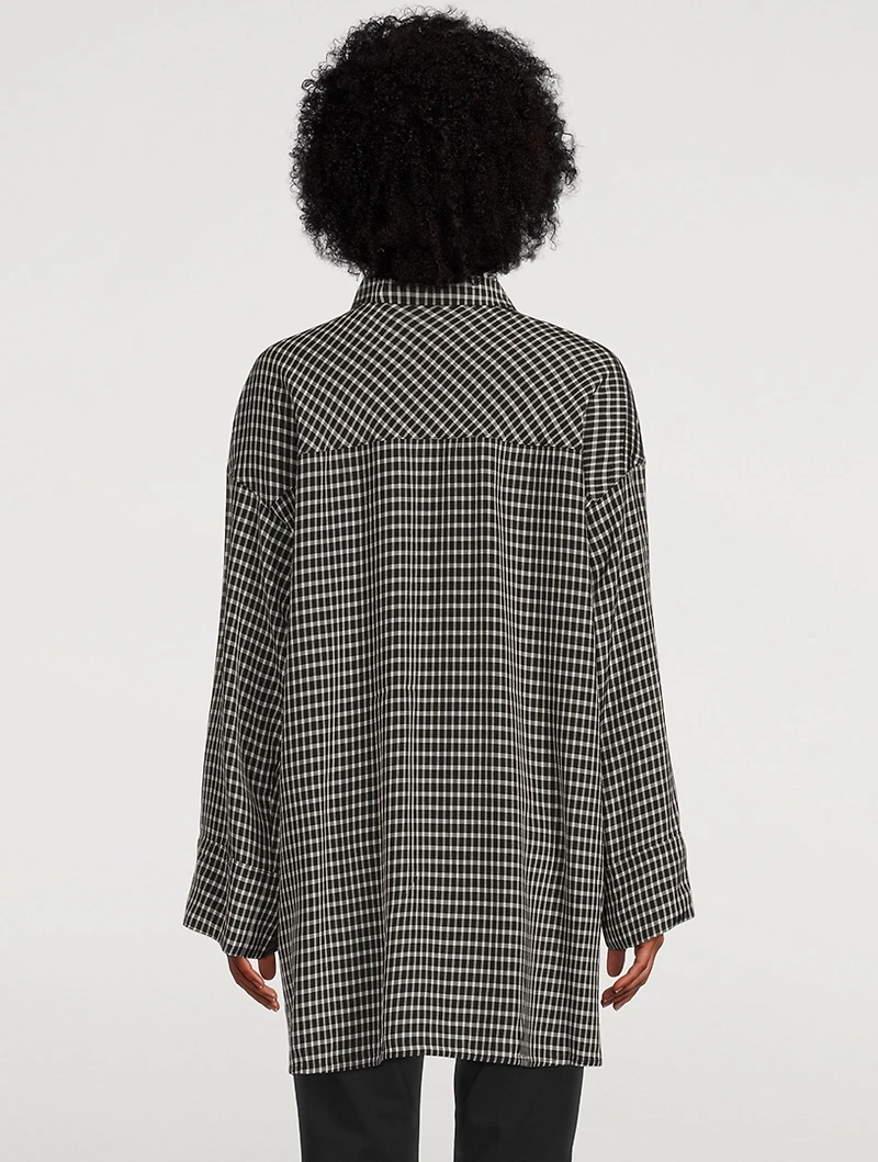 Jimea Long Shirt Grid Print