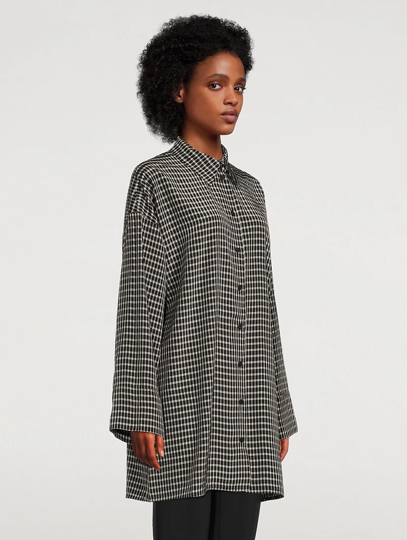 Jimea Long Shirt Grid Print