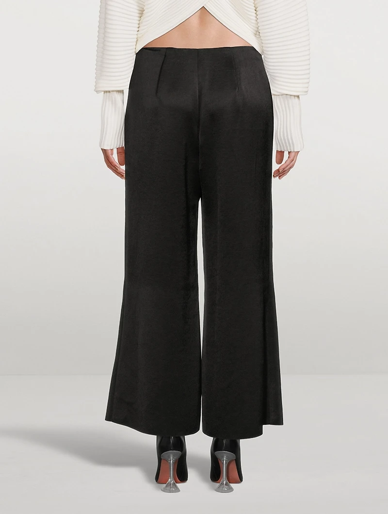 Wide-Leg Satin Pants
