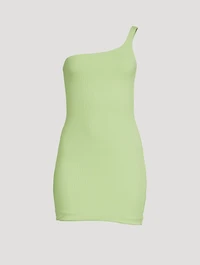 Erla One-Shoulder Rib-Knit Mini Dress