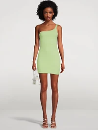 Erla One-Shoulder Rib-Knit Mini Dress