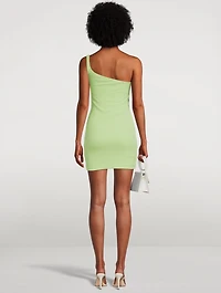 Erla One-Shoulder Rib-Knit Mini Dress