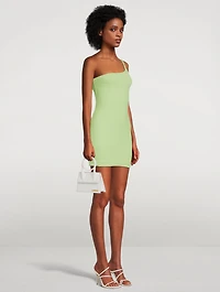 Erla One-Shoulder Rib-Knit Mini Dress