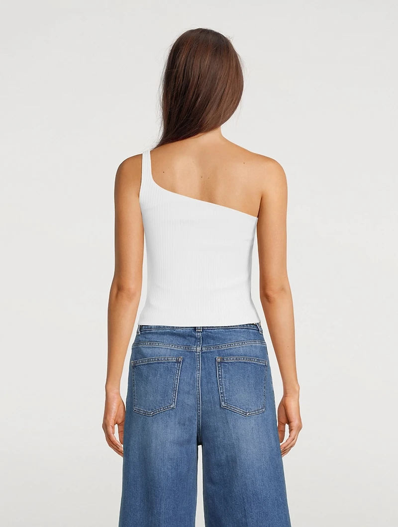 Chize One-Shoulder Rib-Knit Tank Top
