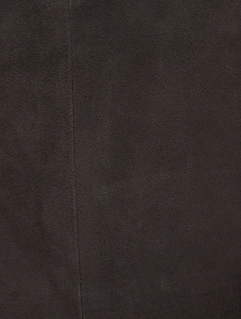 Stretch Suede Pants With Split Hem