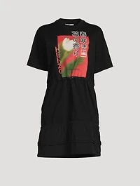 Flower Graphic Mixed Jersey Dress