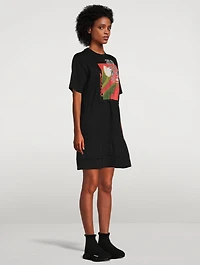 Flower Graphic Mixed Jersey Dress