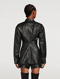 Ruched Leather Shirt