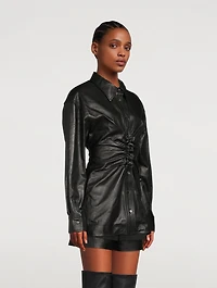 Ruched Leather Shirt