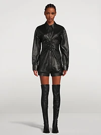 Ruched Leather Shirt